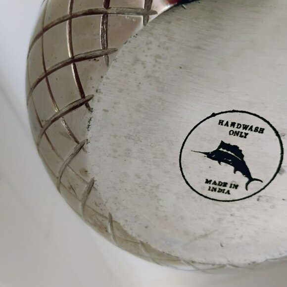 MCM Metal Chrome Silver Pineapple Ice Bucket Rimmed Canister 14" - Picture 4 of 7